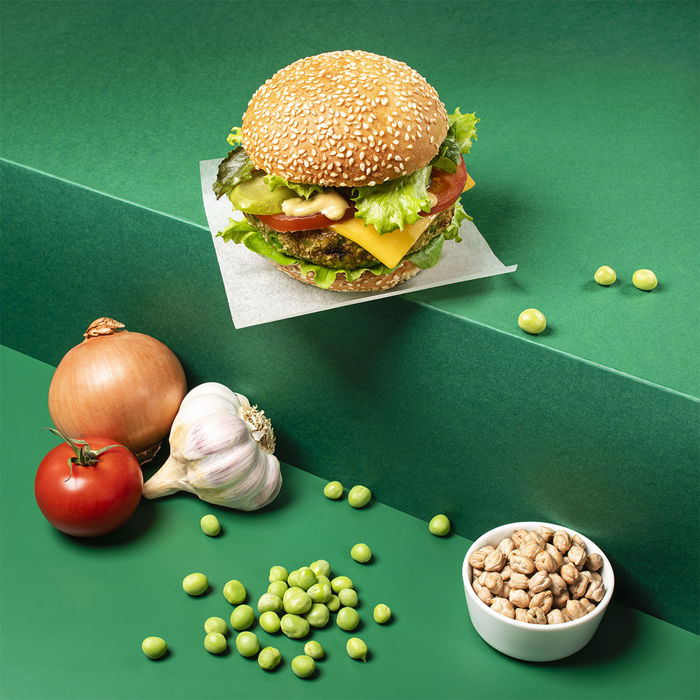 Vegane Burger Mit Erbsen Kichererbsen Patty Rezept Gemuse4me Bonduelle